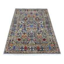 Load image into Gallery viewer, 4&#39;x5&#39;7&quot; Nevada Gray, Fine Aryana with Natural Dyes, 100% Wool, Hand Knotted, Ziegler All Over Colorful Mahal Design, Oriental Rug FWR538026