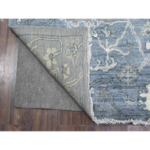 Load image into Gallery viewer, 4&#39;1&quot;x11&#39;1&quot; Lava Gray, Wool Weft, Afghan Wide Runner, Hand Knotted, Vegetable Dyes, Angora Oushak, Rural Leaf And Flower All Over Design, Oriental Rug FWR538038