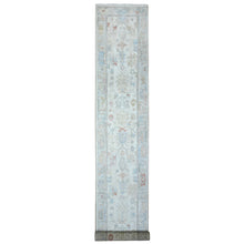 Load image into Gallery viewer, 2&#39;8&quot;x19&#39;2&quot; Platinum White, Afghan Angora Oushak, Hand Knotted, Wool Weft, Natural Dyes, Village Motifs All Over Design, Oversized Runner Oriental Rug FWR538062