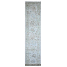 Load image into Gallery viewer, 2&#39;10&quot;x16&#39; Silver Gray, Hand Knotted With Natural Dyes, Afghan Soft Wool Weft, Tribal Flower And Leaf Motifs All Over Design, Angora Oushak, Oversized Oriental Runner Rug FWR538074