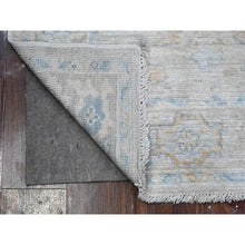 Load image into Gallery viewer, 3&#39;2&quot;x7&#39;9&quot; Silver Gray, Hand Knotted, Vegetable Dyes, Wool Weft, Rural Flower And Leaf All Over Design, Faded Afghan Angora Oushak, Runner Oriental Rug FWR538116