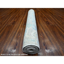 Load image into Gallery viewer, 3&#39;2&quot;x7&#39;9&quot; Silver Gray, Hand Knotted, Vegetable Dyes, Wool Weft, Rural Flower And Leaf All Over Design, Faded Afghan Angora Oushak, Runner Oriental Rug FWR538116