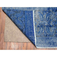 Load image into Gallery viewer, 8&#39;3&quot;x12&#39; Denim Blue, Sheared Low, Sides And Ends Secured Professionally, Pure Wool, Hand Knotted, Overdyed Vintage Persian Kerman, Clean, Oriental Rug FWR538164