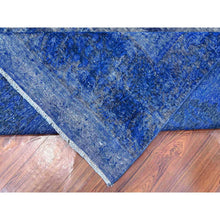 Load image into Gallery viewer, 8&#39;3&quot;x12&#39; Denim Blue, Sheared Low, Sides And Ends Secured Professionally, Pure Wool, Hand Knotted, Overdyed Vintage Persian Kerman, Clean, Oriental Rug FWR538164