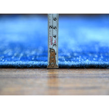 Load image into Gallery viewer, 8&#39;3&quot;x12&#39; Denim Blue, Sheared Low, Sides And Ends Secured Professionally, Pure Wool, Hand Knotted, Overdyed Vintage Persian Kerman, Clean, Oriental Rug FWR538164