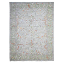 Load image into Gallery viewer, 8&#39;10&quot;x12&#39; Platinum Gray, Afghan Angora Oushak With Wool Weft, Hand Knotted, Natural Dyes, Rural Medallions All Over Design, Oriental Rug FWR538176