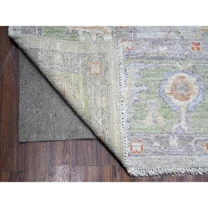 8'10"x12' Platinum Gray, Afghan Angora Oushak With Wool Weft, Hand Knotted, Natural Dyes, Rural Medallions All Over Design, Oriental Rug FWR538176