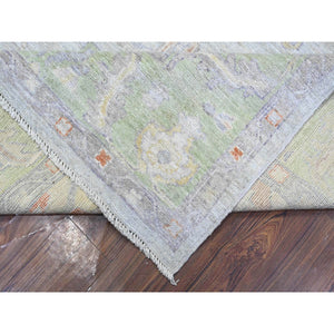 8'10"x12' Platinum Gray, Afghan Angora Oushak With Wool Weft, Hand Knotted, Natural Dyes, Rural Medallions All Over Design, Oriental Rug FWR538176