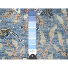 Load image into Gallery viewer, 5&#39;x14&#39;8&quot; Crayola Blue, Hand Knotted, Natural Dyes, Soft and Shiny Wool, Birds of Paradise, Tree of Life Afghan Peshawar Wide Runner Oriental Rug FWR538182