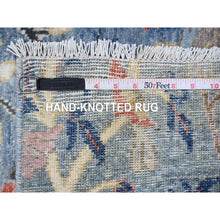 Load image into Gallery viewer, 5&#39;2&quot;x20&#39;1&quot; Cerulean Blue, Extra Soft Wool, Birds of Paradise, Hand Knotted, Natural Dyes, Tree of Life Afghan Peshawar Wide Runner Oriental Rug FWR538188