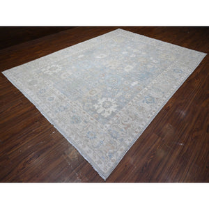 9'x11'10" Medium Gray, Denser Weave, Hand Knotted Soft And Velvety Wool, Heriz All Over Design, Natural Dyes, Oriental Rug FWR538218