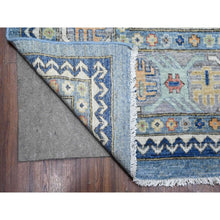 Load image into Gallery viewer, 9&#39;x12&#39; Turquoise Blue, Soft and Shiny Wool, Fine Peshawar All Over Geometric Design With Central Medallion, Vegetable Dyes, Hand Knotted, Oriental Rug FWR538230