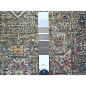 6'1"x8'10" Nickel Gray, Fine Aryana with Pre Historic 14th Century Influence Mamluk Design, Organic Wool, Hand Knotted Vegetable Dyes, Oriental Rug FWR538242