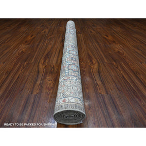 6'1"x8'10" Nickel Gray, Fine Aryana with Pre Historic 14th Century Influence Mamluk Design, Organic Wool, Hand Knotted Vegetable Dyes, Oriental Rug FWR538242