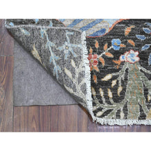 Load image into Gallery viewer, 2&#39;6&quot;x17&#39;9&quot; Graphite Gray, Afghan Peshawar Hand Knotted Organic Wool, Birds of Paradise Design, Natural Dyes, XL Runner Oriental Rug FWR538254