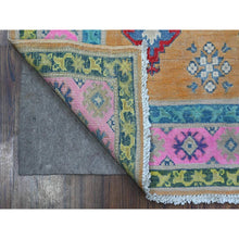 Load image into Gallery viewer, 4&#39;x5&#39;9&quot; Apricot Orange, Vibrant Fusion Kazak, Caucasian All Over Design, Hand Knotted, All Natural Wool, Oriental Rug FWR538266