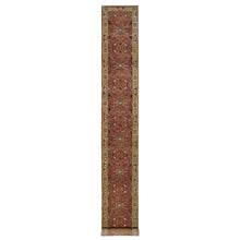 Load image into Gallery viewer, 2&#39;6&quot;x20&#39; Barn Red, Soft Pile, Antiqued Fine Heriz Re-Creation, Hand Knotted, 100% Wool, Dense Weave, XL Runner Oriental Rug FWR540558