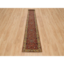 Load image into Gallery viewer, 2&#39;6&quot;x20&#39; Barn Red, Soft Pile, Antiqued Fine Heriz Re-Creation, Hand Knotted, 100% Wool, Dense Weave, XL Runner Oriental Rug FWR540558