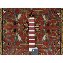 Load image into Gallery viewer, 2&#39;6&quot;x20&#39; Barn Red, Soft Pile, Antiqued Fine Heriz Re-Creation, Hand Knotted, 100% Wool, Dense Weave, XL Runner Oriental Rug FWR540558