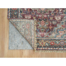 Load image into Gallery viewer, 2&#39;7&quot;x14&#39; Cordovan Red and Cloud Gray, Natural Dyes, Organic Wool, Soft and Vibrant Pile, Heriz Revival, Hand Knotted Runner Oriental Rug FWR540828