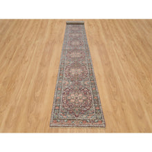 Load image into Gallery viewer, 2&#39;6&quot;x19&#39;8&quot; Prune Red, Push and Lush, Heriz Revival Hand Knotted, All Wool, Natural Dyes, Soft Pile Oriental XL Runner Rug FWR540858