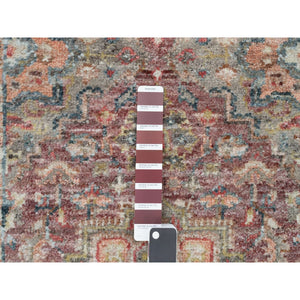 2'6"x19'8" Prune Red, Push and Lush, Heriz Revival Hand Knotted, All Wool, Natural Dyes, Soft Pile Oriental XL Runner Rug FWR540858