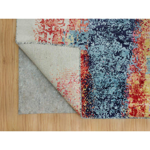 9'x12' Colorful, Painter's Palette Abstract Motif Wool and Silk Modern Hand Knotted, Oriental Rug FWR540882