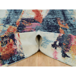 9'x12' Colorful, Painter's Palette Abstract Motif Wool and Silk Modern Hand Knotted, Oriental Rug FWR540882