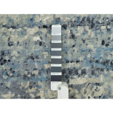 Load image into Gallery viewer, 9&#39;x9&#39; Power Gray, Wool and Silk, Tone on Tone, Hand Knotted Soft Pile, Dense Weave Modern Abstract with Mosaic Design, Round Oriental Rug FWR541272