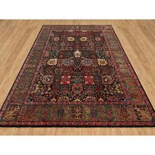 Load image into Gallery viewer, 9&#39;1&quot;x12&#39; Obsidian Black with Ecru Brown, Tabriz Wool and Silk Vase Design, Fine Hand Knotted Oriental Rug FWR541338