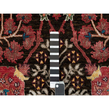 Load image into Gallery viewer, 9&#39;1&quot;x12&#39; Obsidian Black with Ecru Brown, Tabriz Wool and Silk Vase Design, Fine Hand Knotted Oriental Rug FWR541338