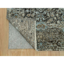 Load image into Gallery viewer, 2&#39;8&quot;x23&#39;10&quot; Cobblestone Gray, Hand Knotted Transitional Persian Influence Erased Medallion Design, Silk with Textured Wool, Oriental XL Runner Rug FWR541434