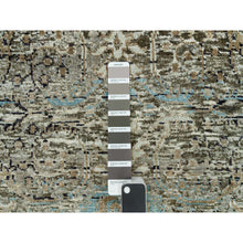 Load image into Gallery viewer, 2&#39;8&quot;x23&#39;10&quot; Cobblestone Gray, Hand Knotted Transitional Persian Influence Erased Medallion Design, Silk with Textured Wool, Oriental XL Runner Rug FWR541434