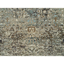 Load image into Gallery viewer, 2&#39;8&quot;x23&#39;10&quot; Cobblestone Gray, Hand Knotted Transitional Persian Influence Erased Medallion Design, Silk with Textured Wool, Oriental XL Runner Rug FWR541434