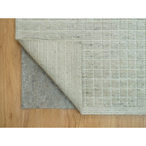 10'x13'9" Moonlight White, Plain Decor Modern Box Design, Loom Knotted 100% Undyed natural wool, Oriental Rug FWR542046