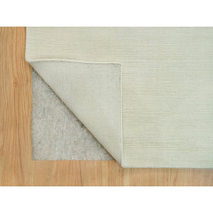 9'x12' Comfort Ivory, Modern Loom Knotted Thick and Plush Wool and Plant Based Silk, Plain Oriental Rug FWR542280