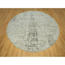 Load image into Gallery viewer, 12&#39;x12&#39; Dorian Gray, Undyed, Vibrant Wool, Cut Loop Pile, Hand Knotted With Modern Design, Hand Spun, Oriental Round Rug FWR542472