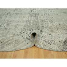 Load image into Gallery viewer, 12&#39;x12&#39; Dorian Gray, Undyed, Vibrant Wool, Cut Loop Pile, Hand Knotted With Modern Design, Hand Spun, Oriental Round Rug FWR542472