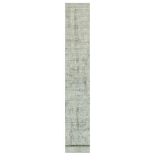 Load image into Gallery viewer, 2&#39;6&quot;x26&#39; Owl Gray, Hand Knotted, Cut and Loop Pile, Modern Design, Hand Spun Undyed 100% Wool, XL Runner Oriental Rug FWR542508