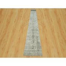 Load image into Gallery viewer, 2&#39;6&quot;x26&#39; Owl Gray, Hand Knotted, Cut and Loop Pile, Modern Design, Hand Spun Undyed 100% Wool, XL Runner Oriental Rug FWR542508