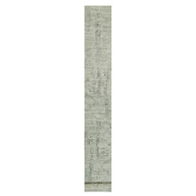 Load image into Gallery viewer, 2&#39;6&quot;x31&#39;8&quot; Sea Salt Gray, All Wool, Undyed, Modern Design, Cut and Loop Pile, Hand knotted XL Runner Hand Spun Oriental Rug FWR542520