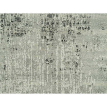 Load image into Gallery viewer, 2&#39;6&quot;x31&#39;8&quot; Sea Salt Gray, All Wool, Undyed, Modern Design, Cut and Loop Pile, Hand knotted XL Runner Hand Spun Oriental Rug FWR542520