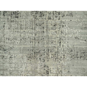 4'1"x6' Magnetic Gray, Hand Spun Undyed Natural Wool Modern Hand Knotted Cut And Loop Pile Oriental Rug FWR542550