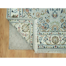 Load image into Gallery viewer, 4&#39;x6&#39;2&quot; Glacier Gray with Sand Dollar Border, Hand Knotted Nain with Center Medallion Flower Design, Soft Wool, Oriental Rug FWR542598