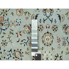 Load image into Gallery viewer, 4&#39;x6&#39;2&quot; Glacier Gray with Sand Dollar Border, Hand Knotted Nain with Center Medallion Flower Design, Soft Wool, Oriental Rug FWR542598