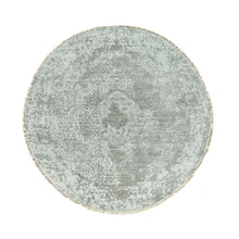 Load image into Gallery viewer, 7&#39;10&quot;x7&#39;10&quot; Trout Gray, Persian Design, Soft to Touch, Denser Weave, Hand Knotted, Broken Wool and Silk, Round Oriental Rug FWR542682