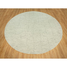 Load image into Gallery viewer, 10&#39;x10&#39; Halo Gray, High and Low Pile, Flat Weave, Plain and Simple, Organic Wool, Hand Woven, Cord Collection, Round Oriental Rug FWR542694