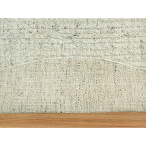 10'x10' Halo Gray, High and Low Pile, Flat Weave, Plain and Simple, Organic Wool, Hand Woven, Cord Collection, Round Oriental Rug FWR542694