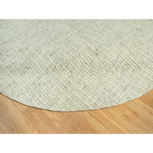 10'x10' Halo Gray, High and Low Pile, Flat Weave, Plain and Simple, Organic Wool, Hand Woven, Cord Collection, Round Oriental Rug FWR542694