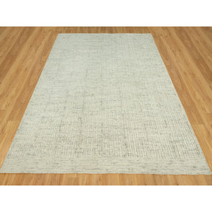 8'2"x9'8" Repose Gray, Plain and Simple Hand Woven Cord Design, Flat Weave, Soft Wool, High and Low Pile, Oriental Rug FWR542712